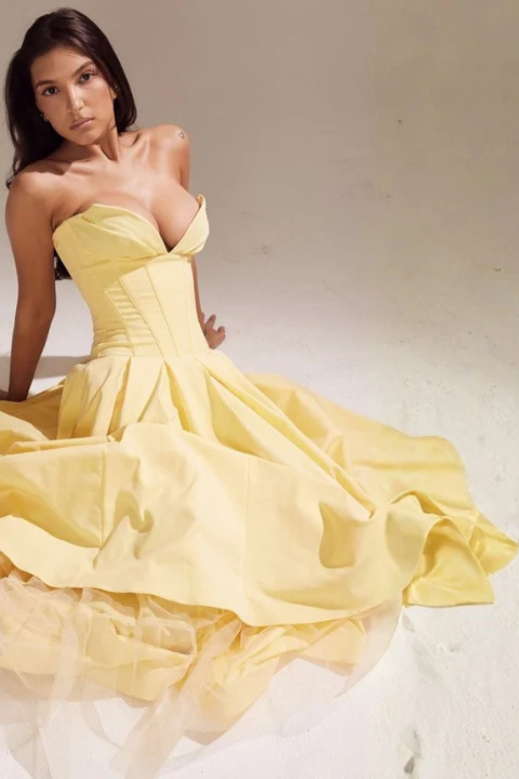 Strapless Structured Midi Dress for Women | Elegant Wedding Guest Attire | Formal Event Outfit in Classic Design