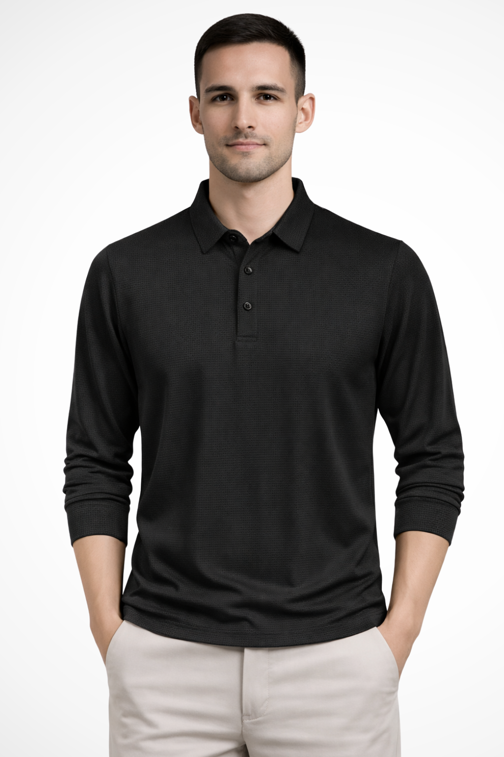 Textured Short Sleeve Polo Shirt for Men - Casual Wear, Comfortable Fit, Versatile Style, Ideal for Everyday Use