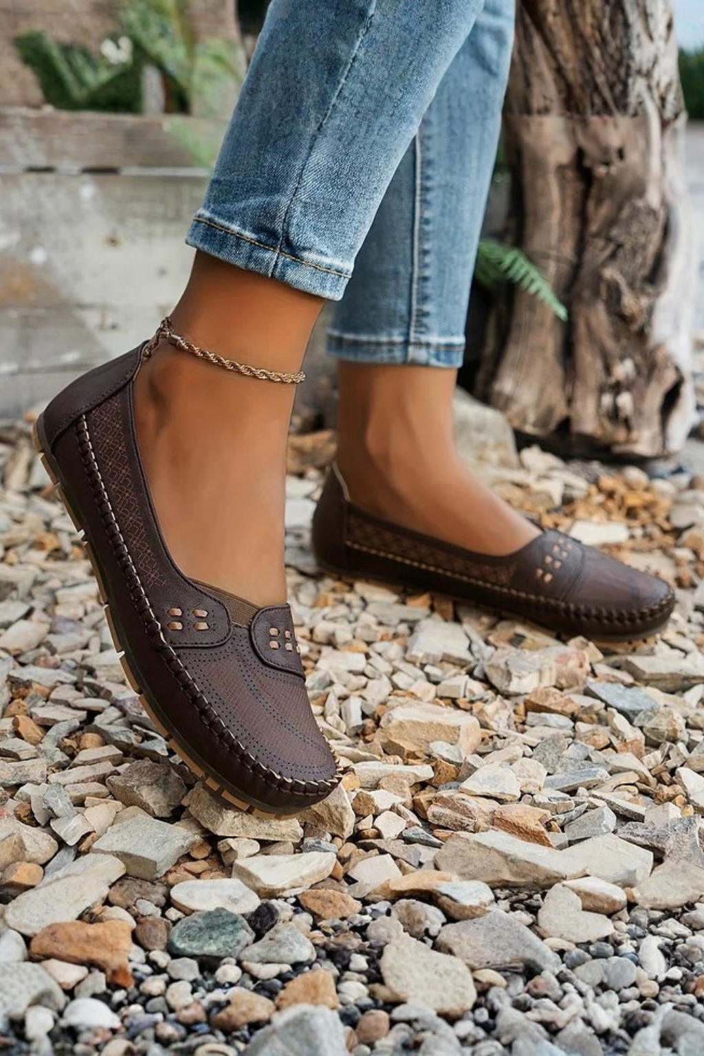 Textured Slip-On Loafer Shoes for Women | Comfortable Casual Footwear | Versatile Everyday Style
