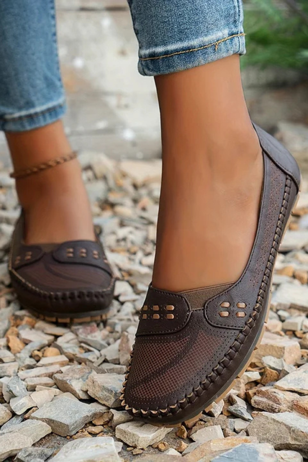 Textured Slip-On Loafer Shoes for Women | Comfortable Casual Footwear | Versatile Everyday Style