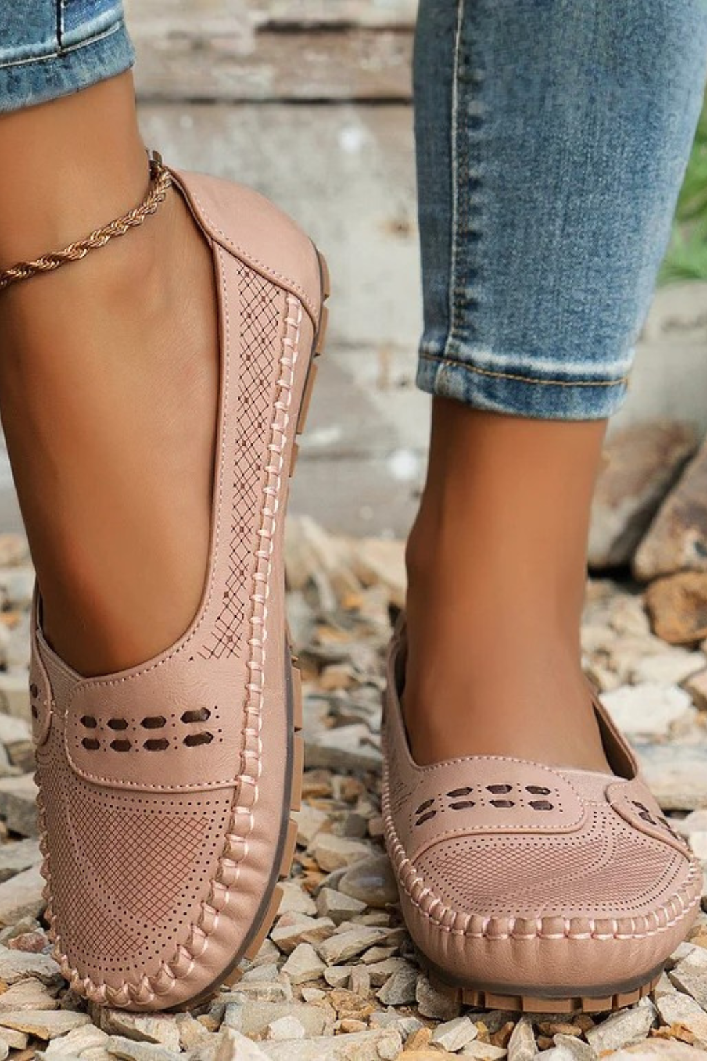 Textured Slip-On Loafer Shoes for Women | Comfortable Casual Footwear | Versatile Everyday Style