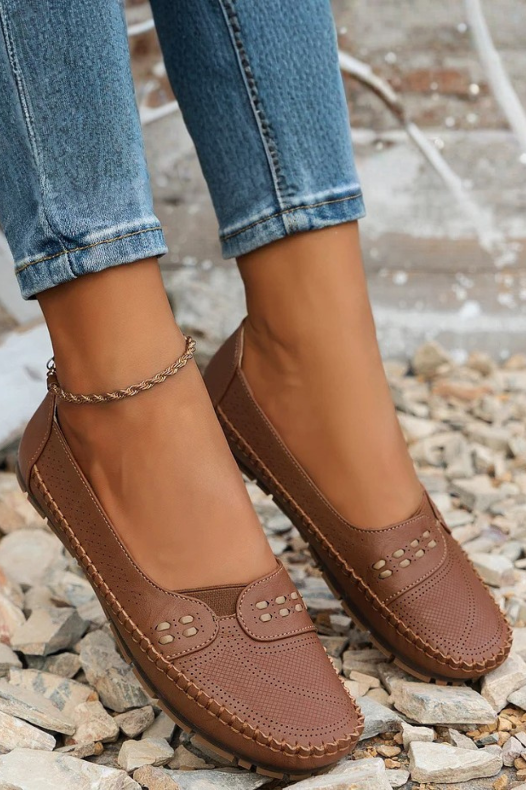 Textured Slip-On Loafer Shoes for Women | Comfortable Casual Footwear | Versatile Everyday Style