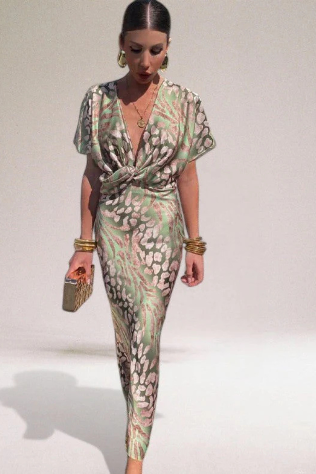 Twisted V Neck Maxi Dress for Women | Lightweight Summer Fabric | Elegant Casual Wear