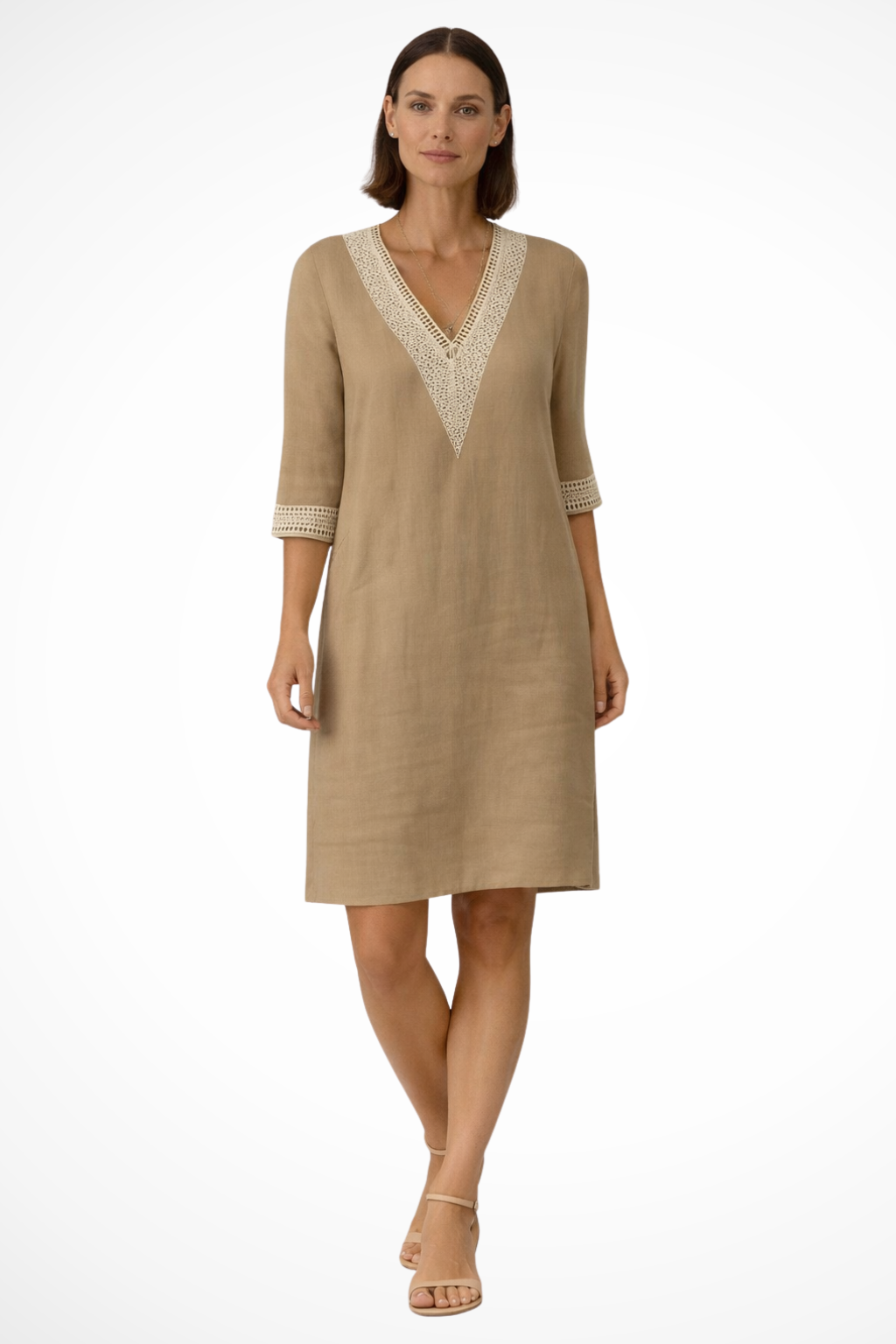 V Neck Midi Dress for Women | Relaxed Fit Spring Dress in Lightweight Fabric | Casual Everyday Wear