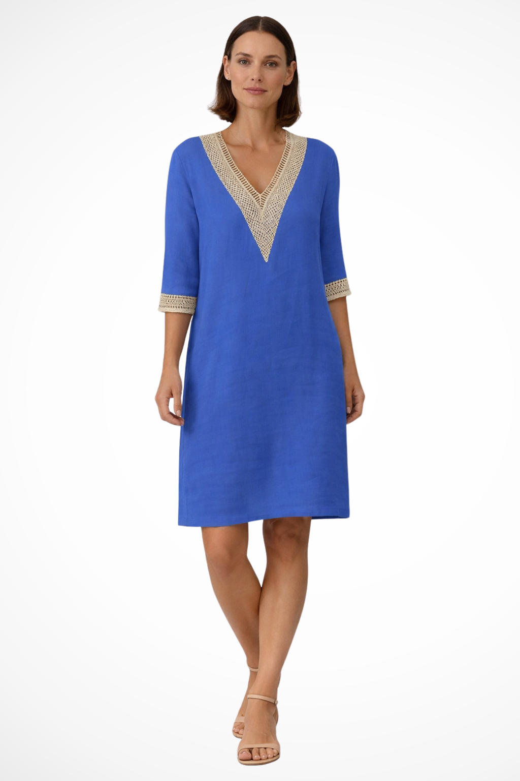 V Neck Midi Dress for Women | Relaxed Fit Spring Dress in Lightweight Fabric | Casual Everyday Wear