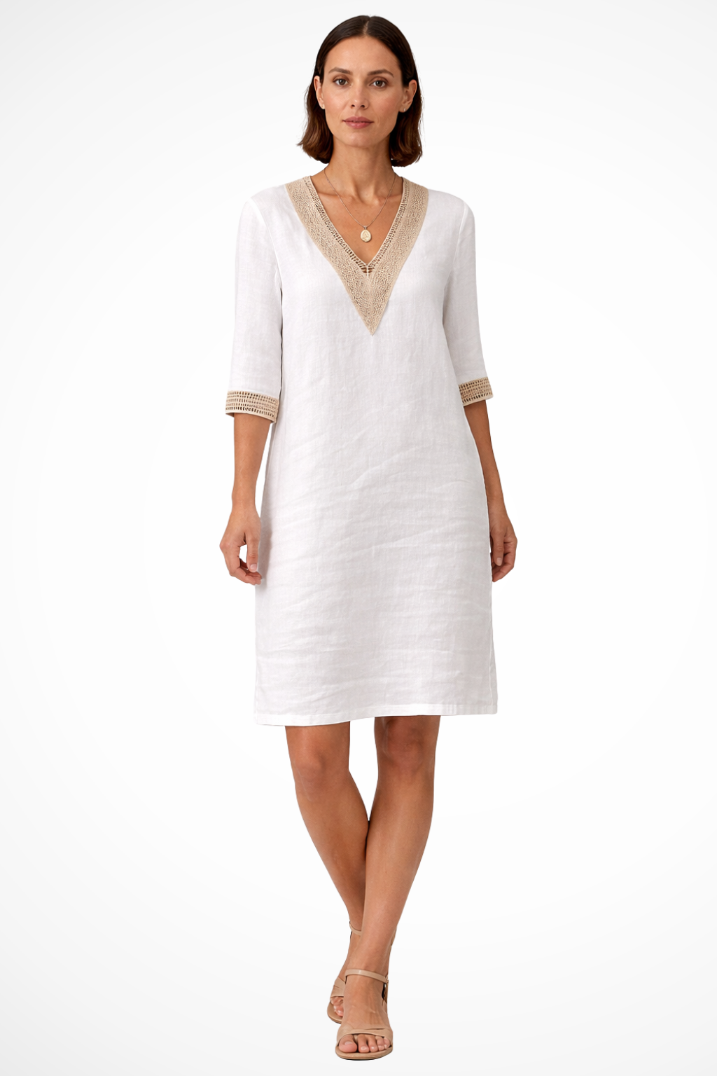 V Neck Midi Dress for Women | Relaxed Fit Spring Dress in Lightweight Fabric | Casual Everyday Wear