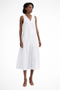 V Neck Sleeveless Button Front Linen Maxi Dress for Women - Casual Summer Wear