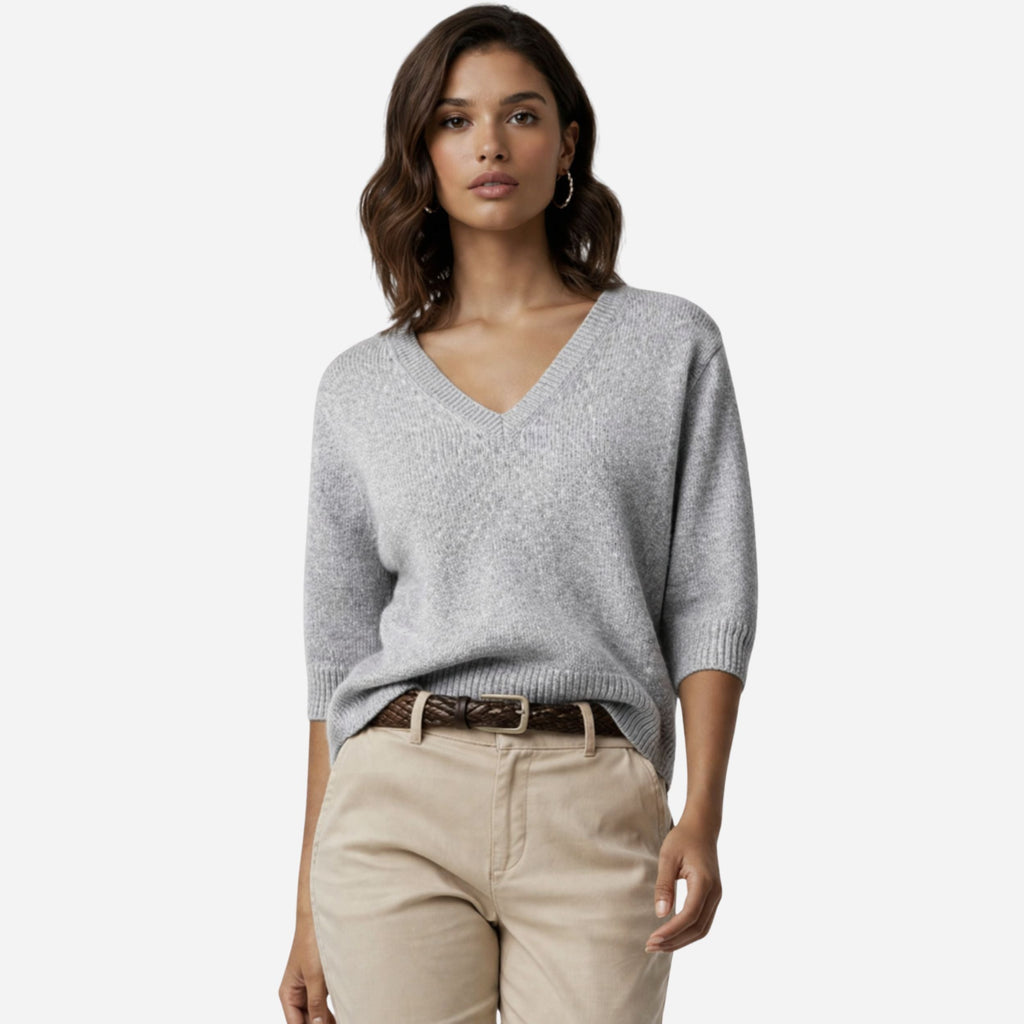 Women's V-Neck Knit Top | Elegant Summer Style | Lightweight Fabric