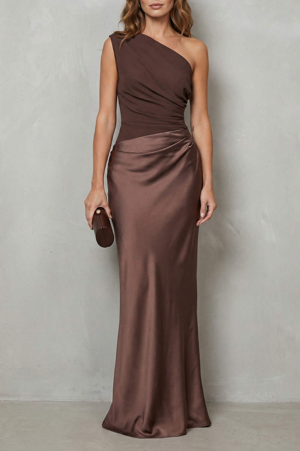Asymmetric Satin Evening Gown with Drape Detail for Formal Events