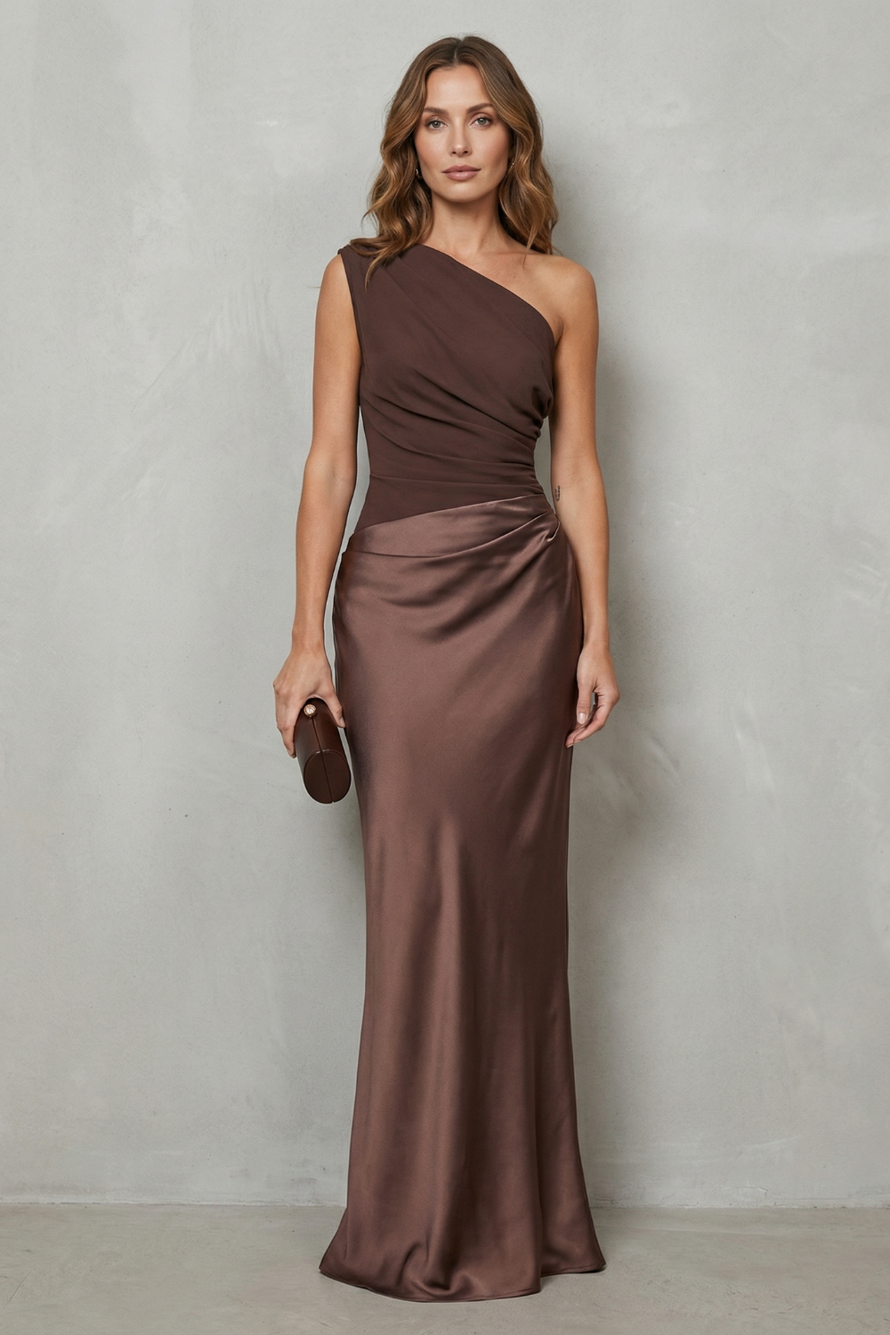 Asymmetric Satin Evening Gown with Drape Detail for Formal Events