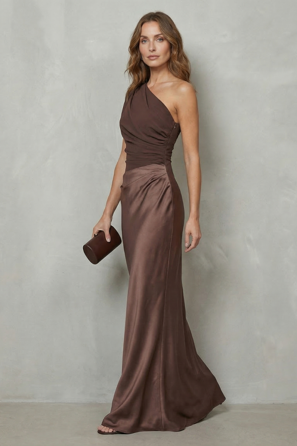 Asymmetric Satin Evening Gown with Drape Detail for Formal Events