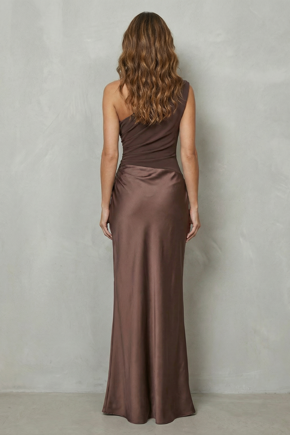 Asymmetric Satin Evening Gown with Drape Detail for Formal Events