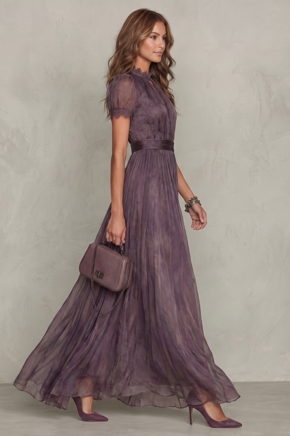 Lace Keyhole Maxi Dress in Velouraine Fabric for Elegant Occasions