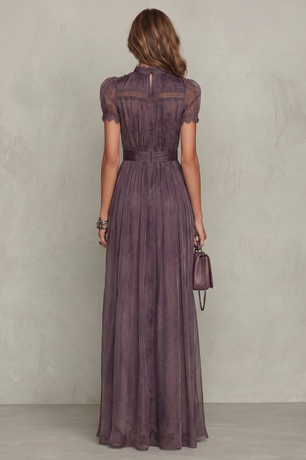 Lace Keyhole Maxi Dress in Velouraine Fabric for Elegant Occasions