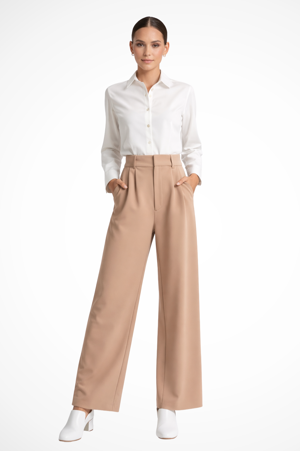 Wide Leg High Waisted Trousers for Women | Comfortable Fabric | Casual or Office Wear