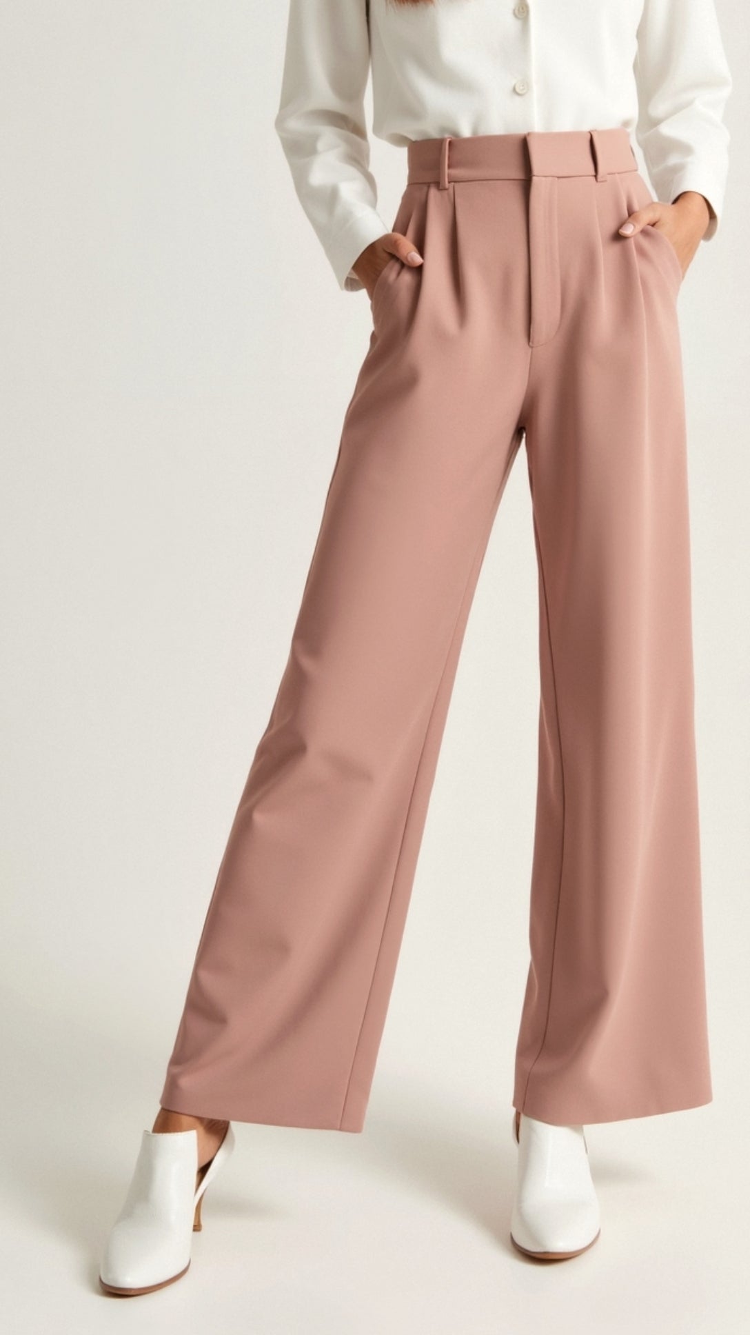 Wide Leg High Waisted Trousers for Women | Comfortable Fabric | Casual or Office Wear