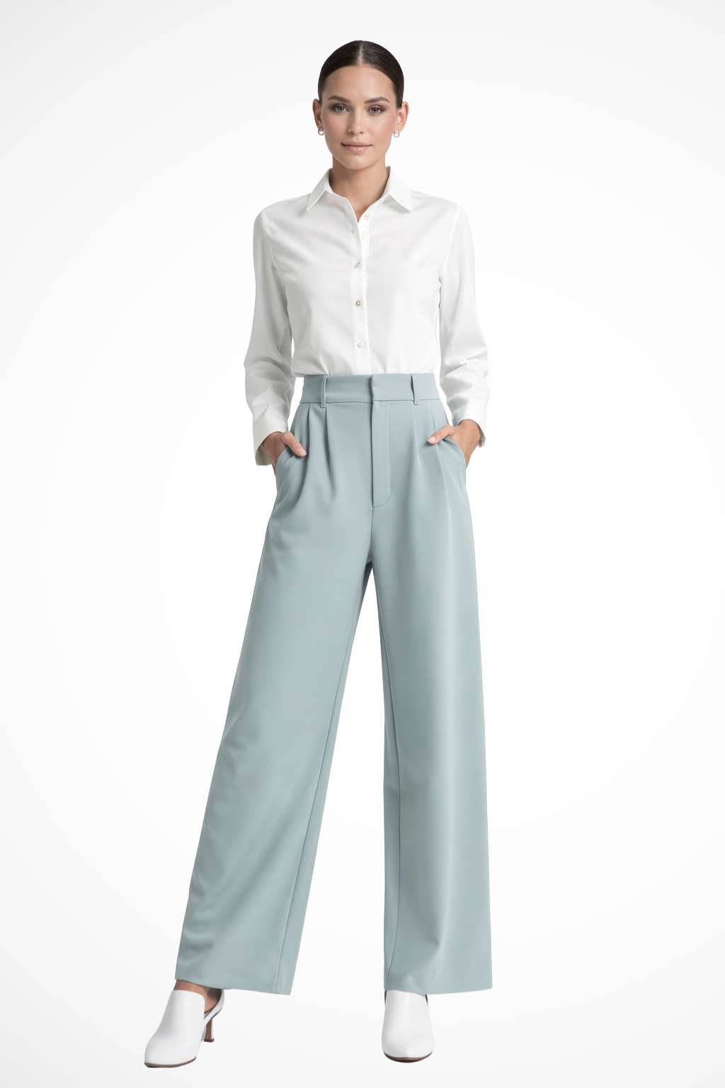 Wide Leg High Waisted Trousers for Women | Comfortable Fabric | Casual or Office Wear