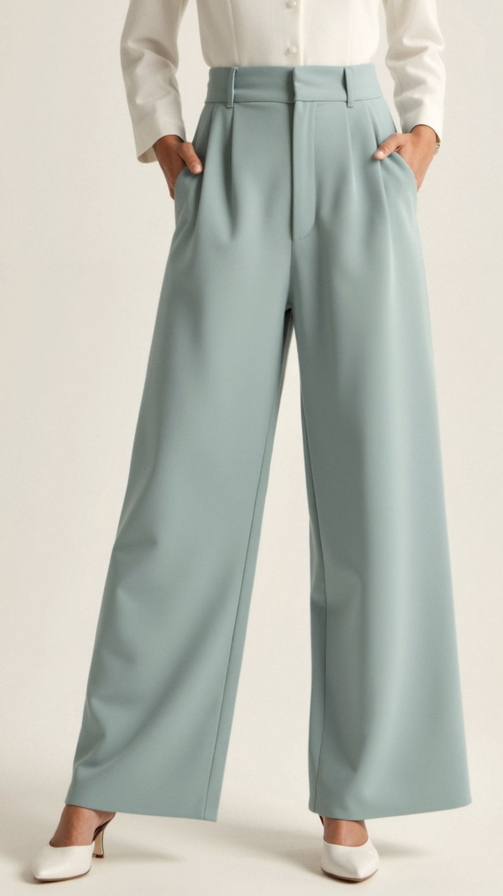 Wide Leg High Waisted Trousers for Women | Comfortable Fabric | Casual or Office Wear