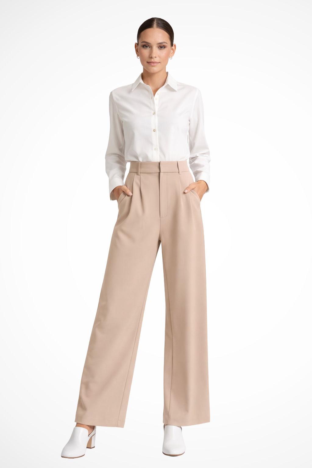 Wide Leg High Waisted Trousers for Women | Comfortable Fabric | Casual or Office Wear