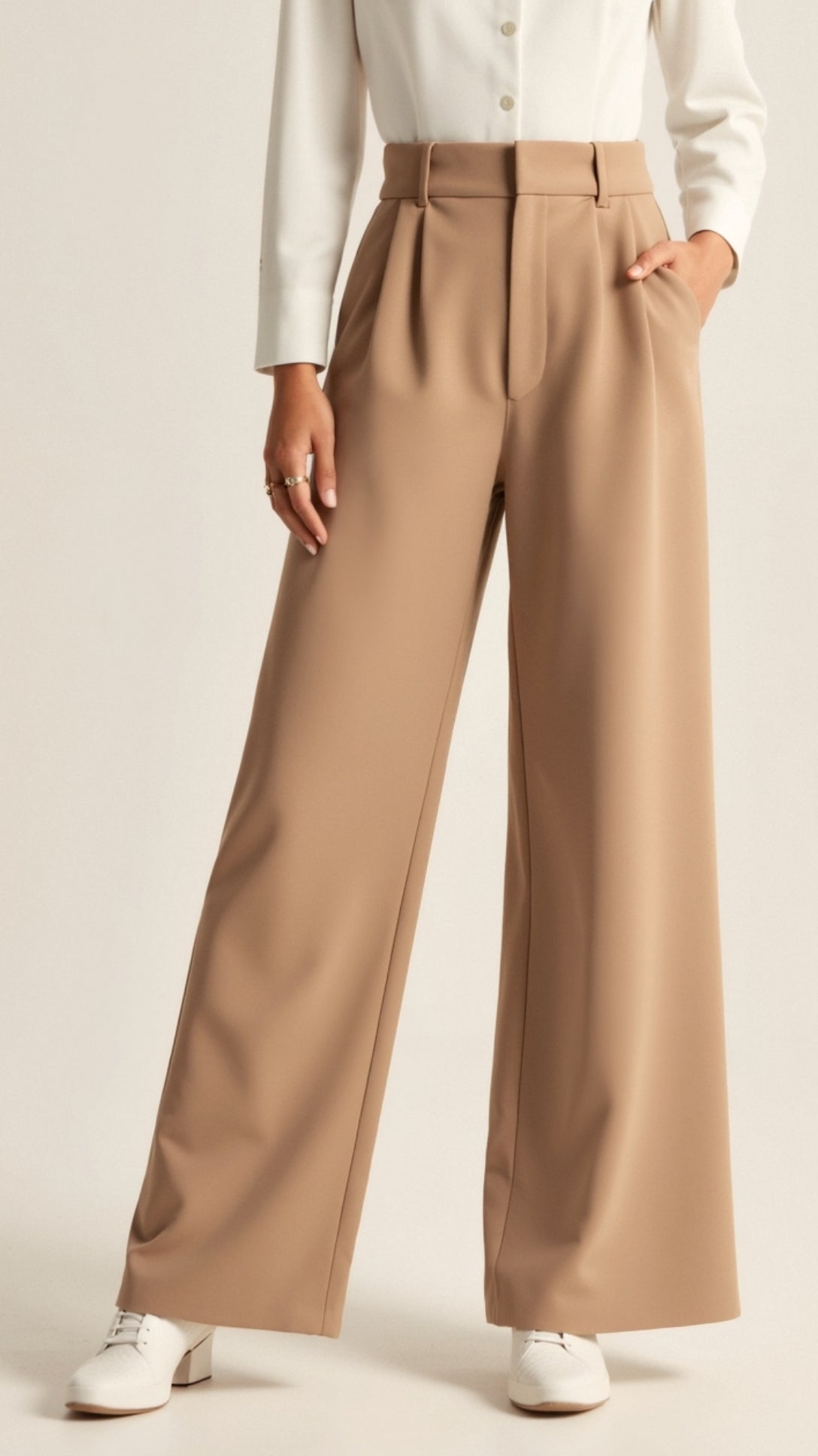 Wide Leg High Waisted Trousers for Women | Comfortable Fabric | Casual or Office Wear