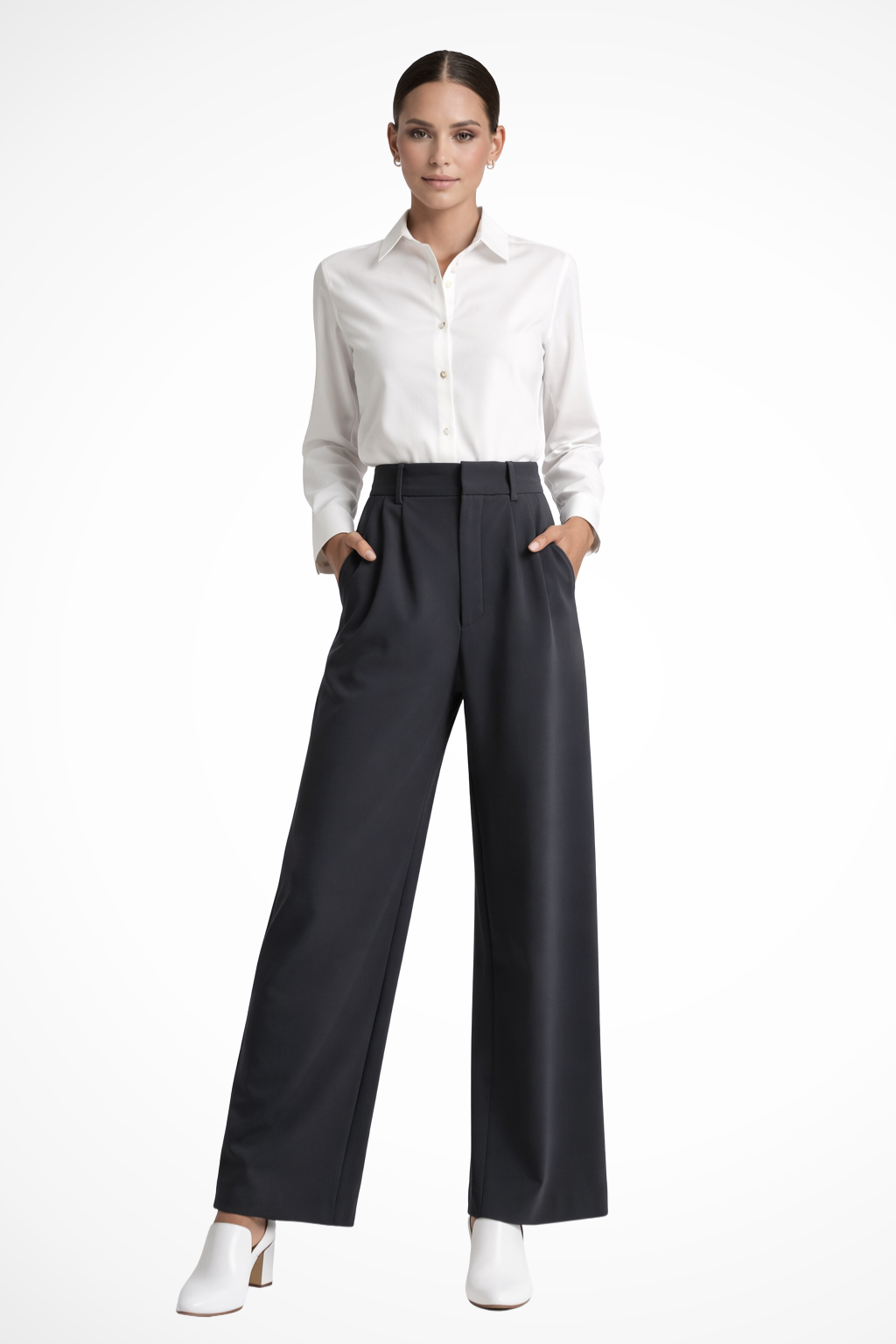 Wide Leg High Waisted Trousers for Women | Comfortable Fabric | Casual or Office Wear
