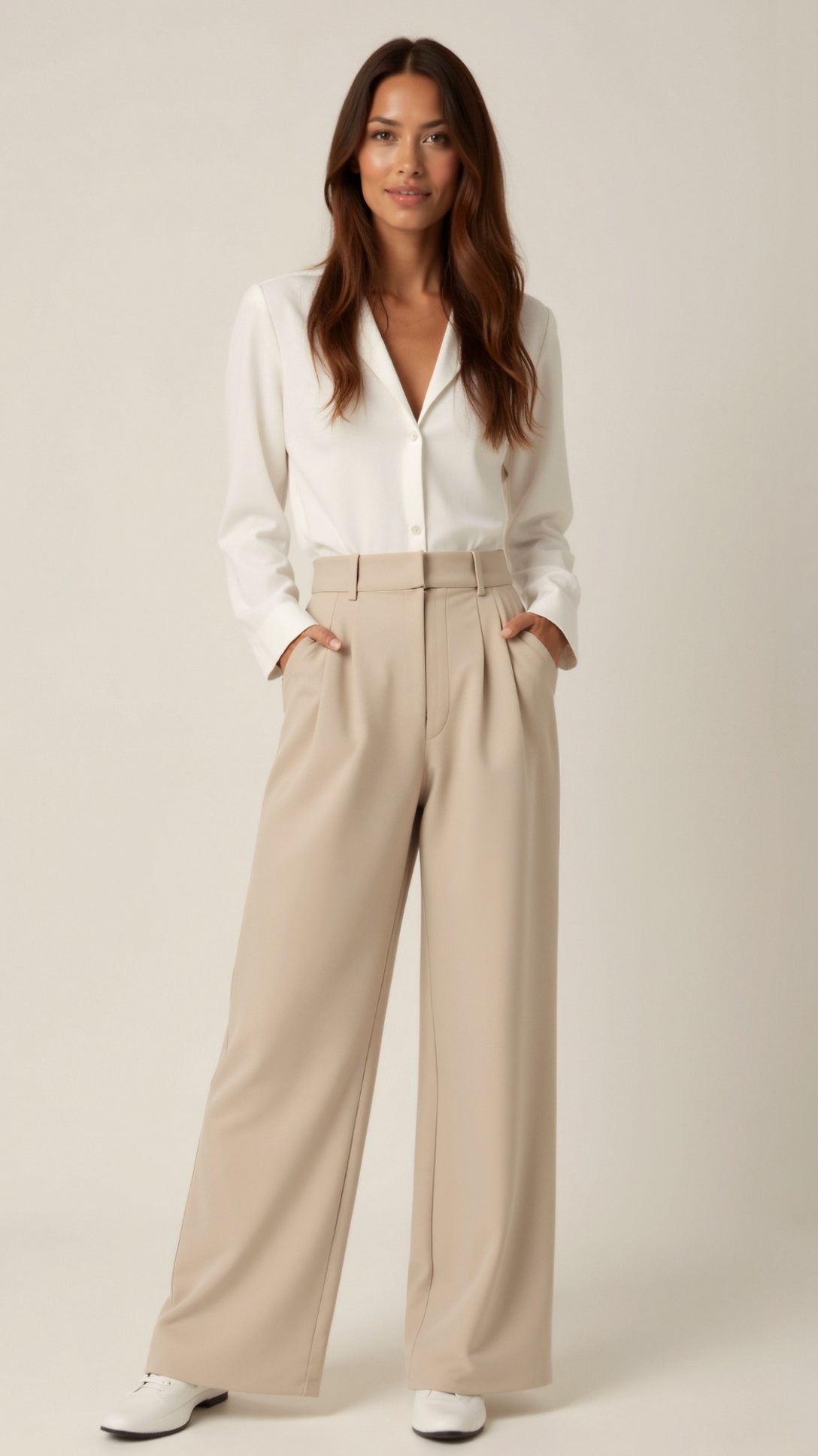 Wide Leg High Waisted Trousers for Women | Comfortable Fabric | Casual or Office Wear