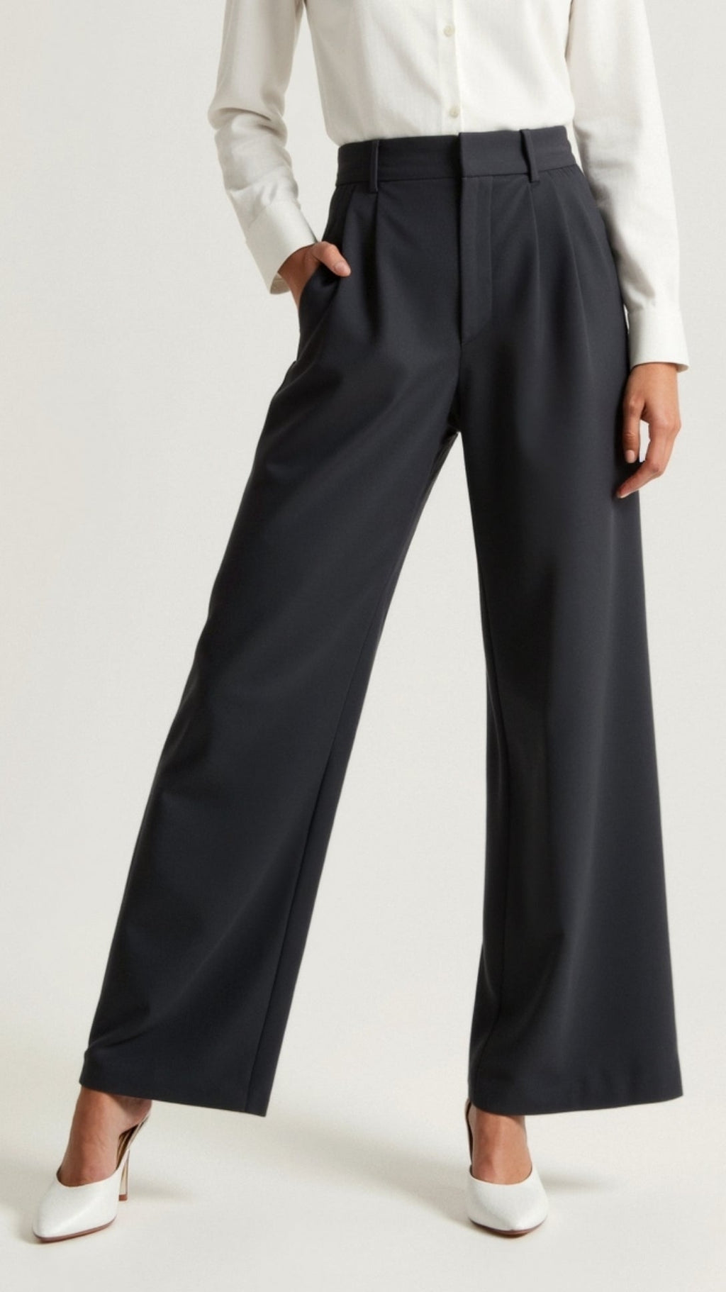 Wide Leg High Waisted Trousers for Women | Comfortable Fabric | Casual or Office Wear
