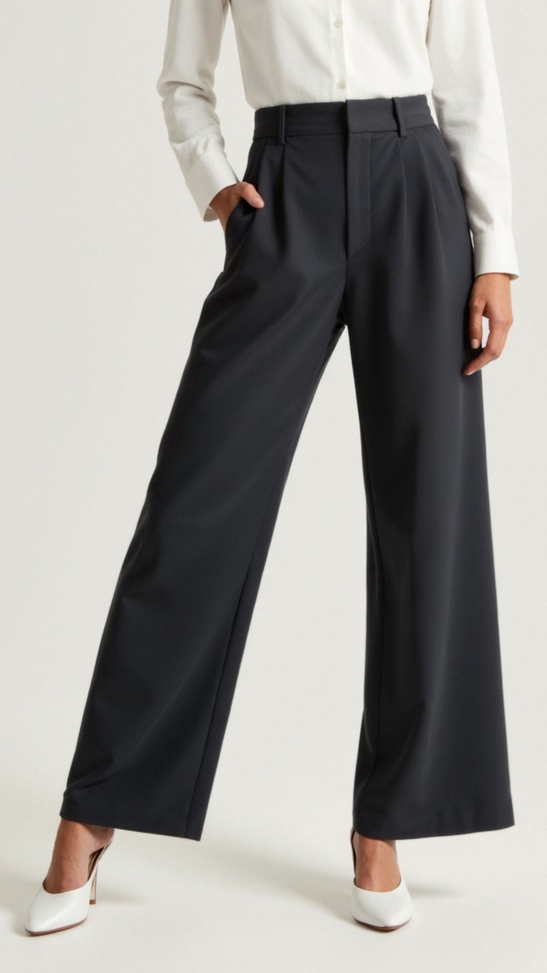 Wide Leg High Waisted Trousers for Women | Comfortable Fabric | Casual or Office Wear