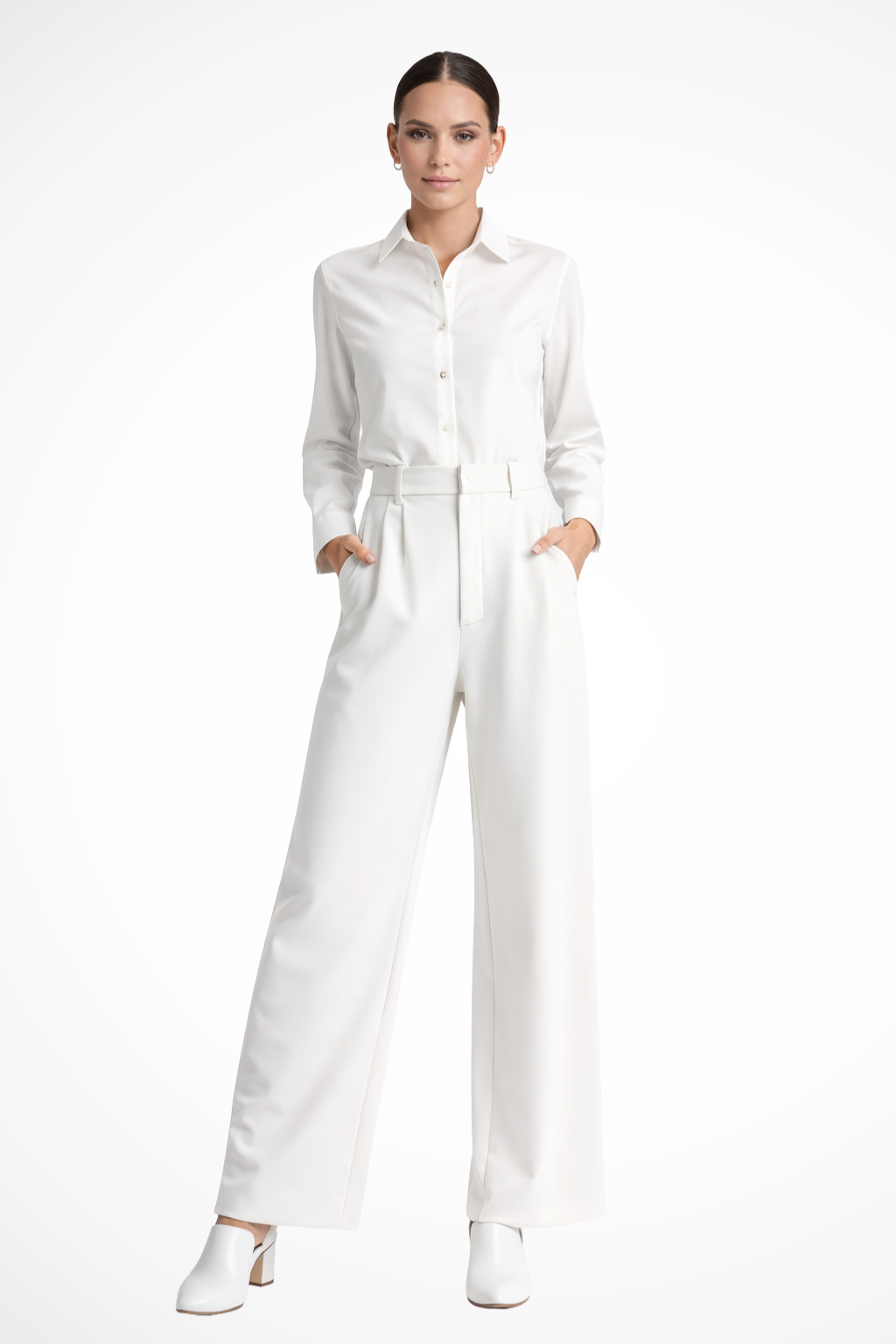 Wide Leg High Waisted Trousers for Women | Comfortable Fabric | Casual or Office Wear