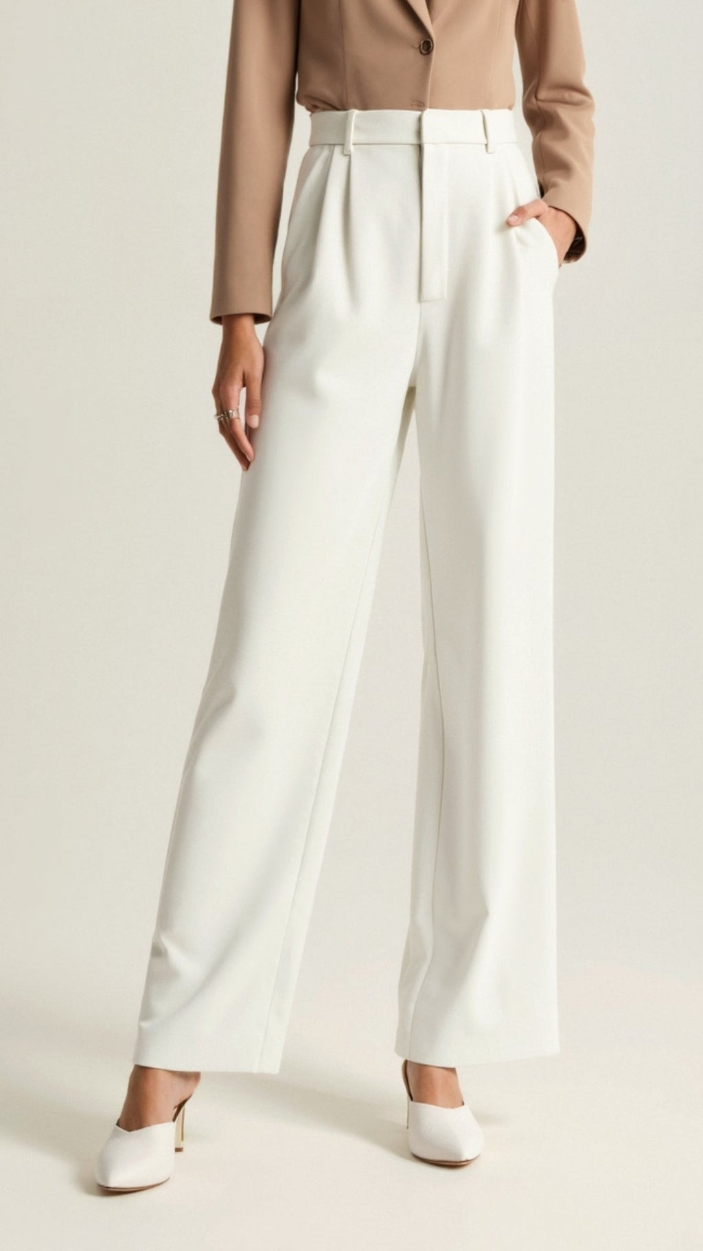 Wide Leg High Waisted Trousers for Women | Comfortable Fabric | Casual or Office Wear