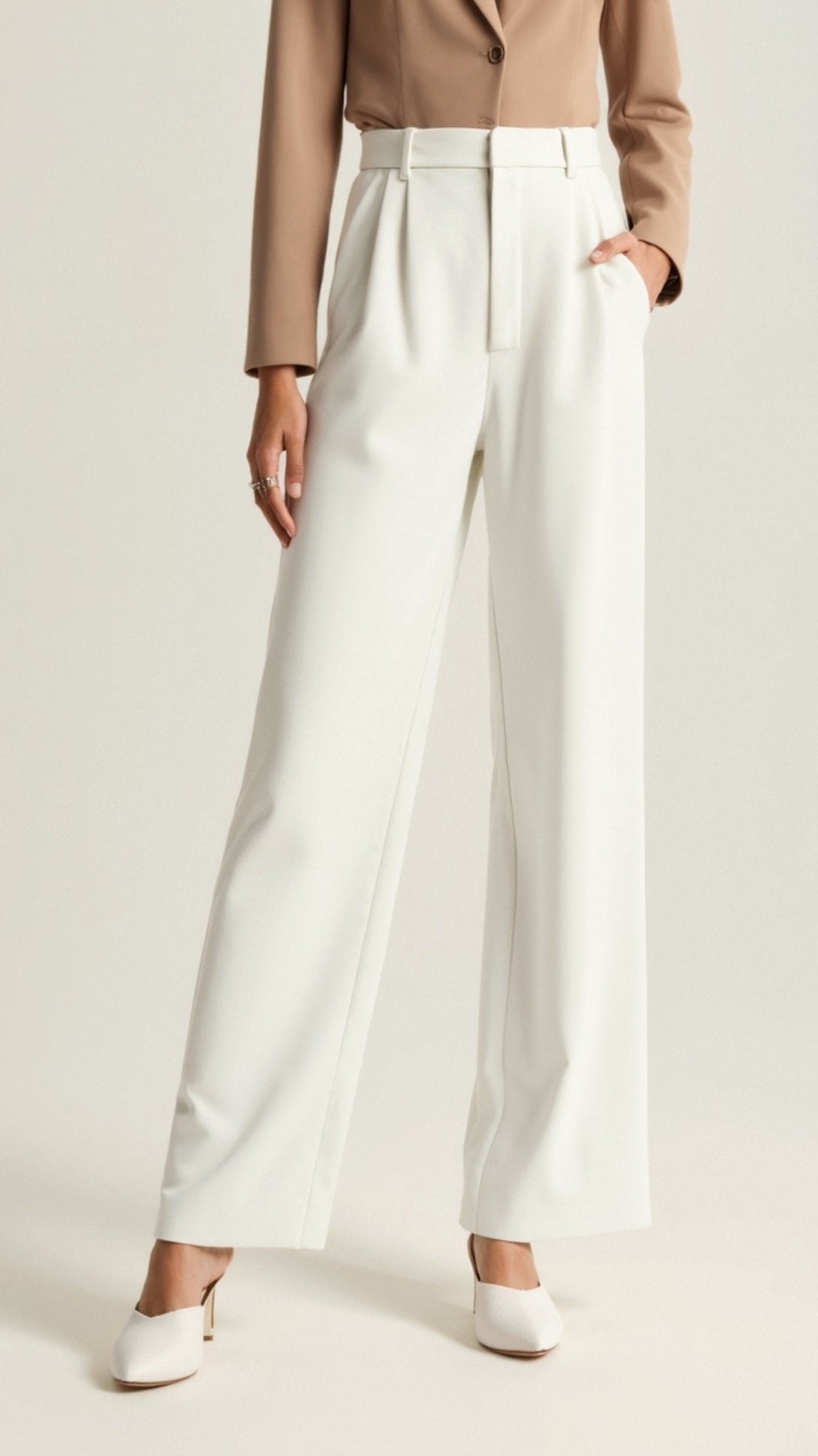 Wide Leg High Waisted Trousers for Women | Comfortable Fabric | Casual or Office Wear