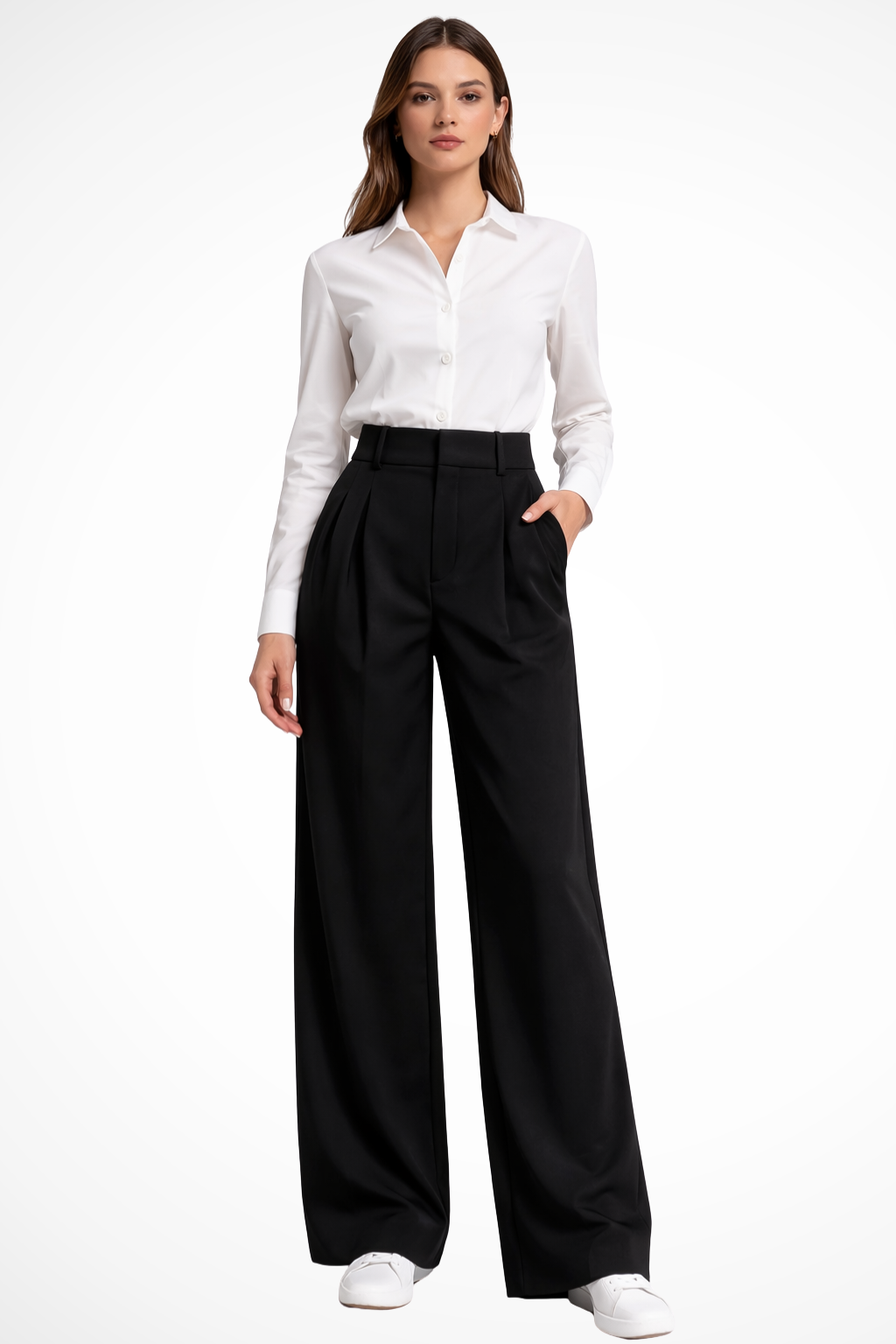 Wide Leg High Waisted Trousers for Women | Comfortable Fabric | Casual or Office Wear