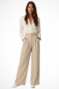 Wide Leg High Waisted Trousers for Women | Comfortable Fabric | Casual or Office Wear