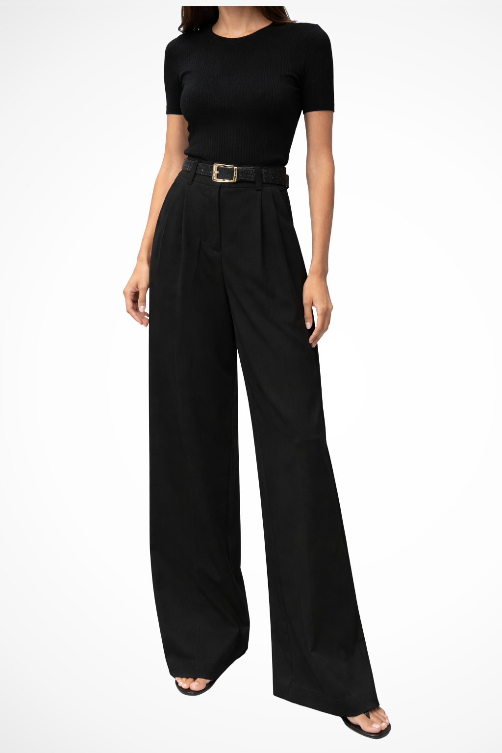 Wide Leg Office Trousers for Women | Relaxed Fit with Structured Waist | Comfortable Workwear Pants