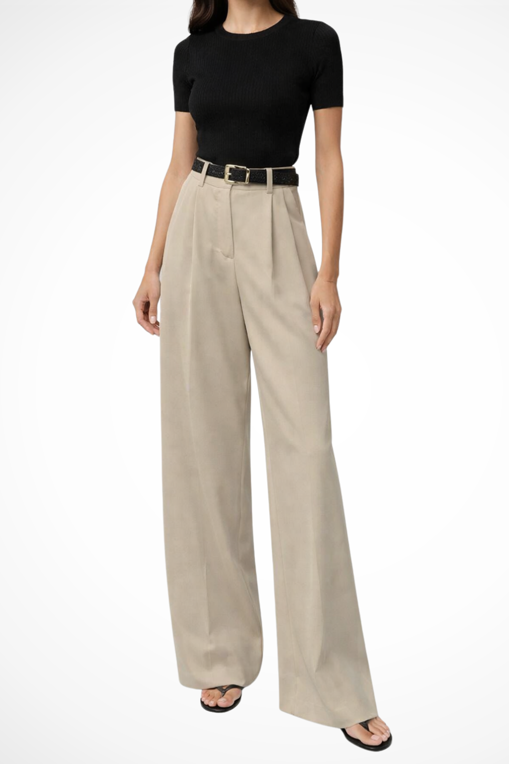 Wide Leg Office Trousers for Women | Relaxed Fit with Structured Waist | Comfortable Workwear Pants