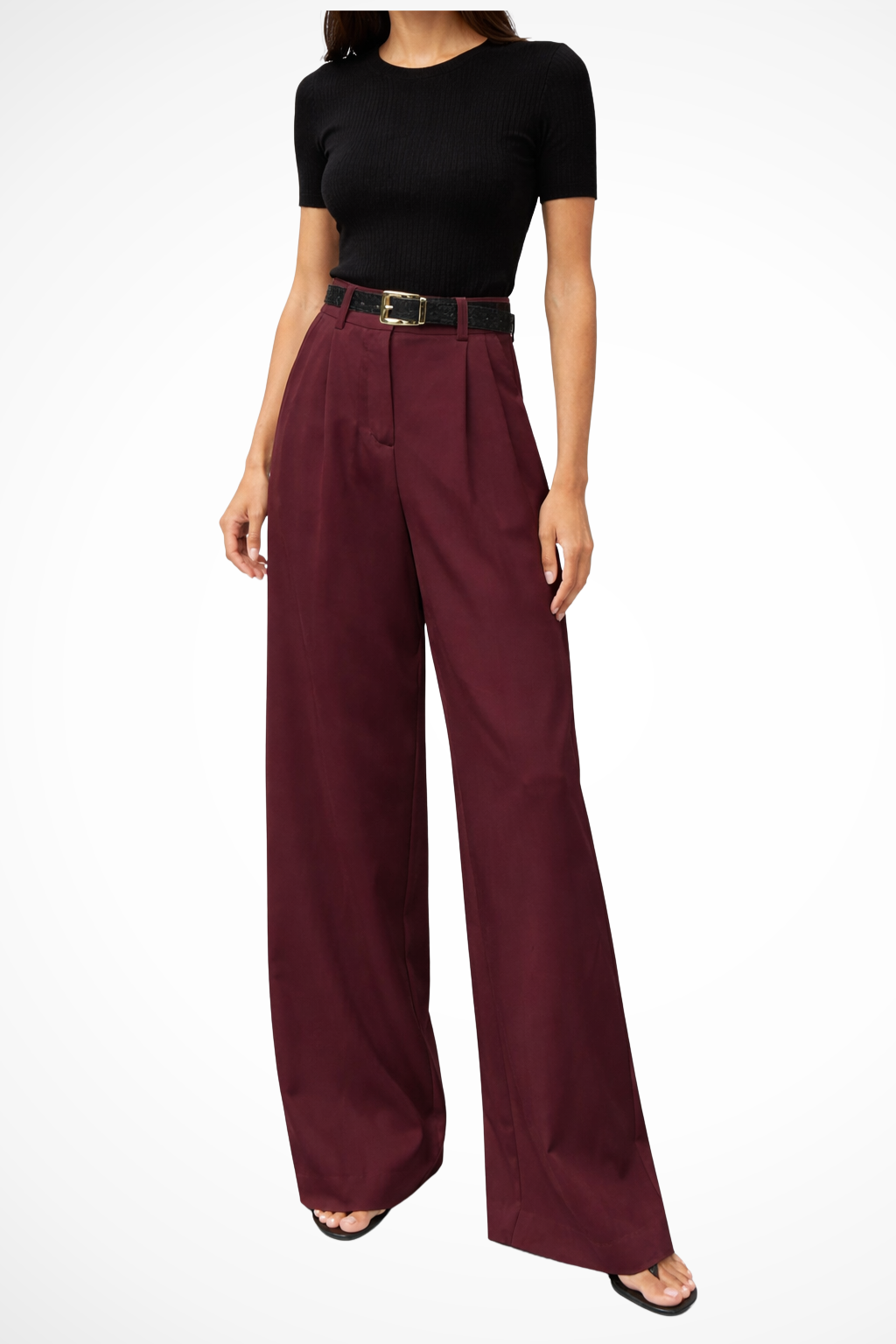 Wide Leg Office Trousers for Women | Relaxed Fit with Structured Waist | Comfortable Workwear Pants