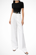 Wide Leg Office Trousers for Women | Relaxed Fit with Structured Waist | Comfortable Workwear Pants