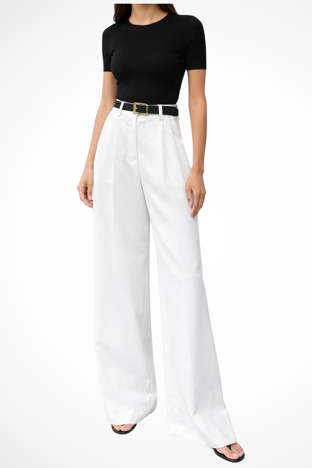 Wide Leg Office Trousers for Women | Relaxed Fit with Structured Waist | Comfortable Workwear Pants