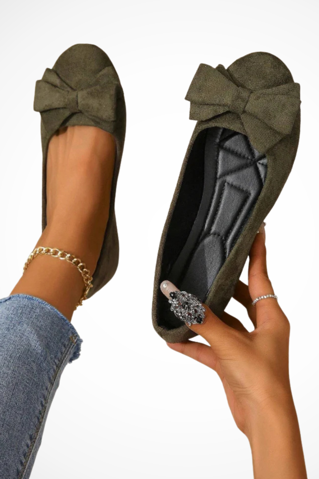 Women's Bow Detail Walking Flats - Comfortable Everyday Footwear for Casual Outings