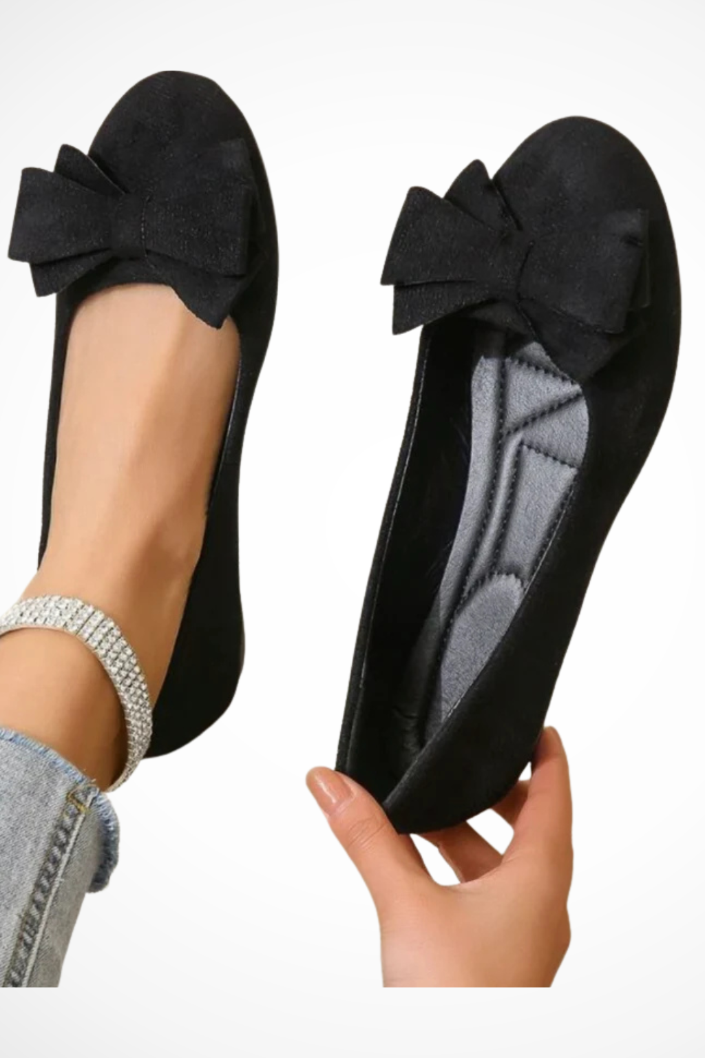 Women's Bow Detail Walking Flats - Comfortable Everyday Footwear for Casual Outings