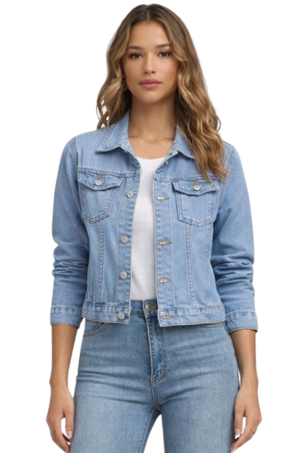 Women's Denim Jacket | Button Front Design | Casual Style | Versatile Outerwear for Everyday Wear