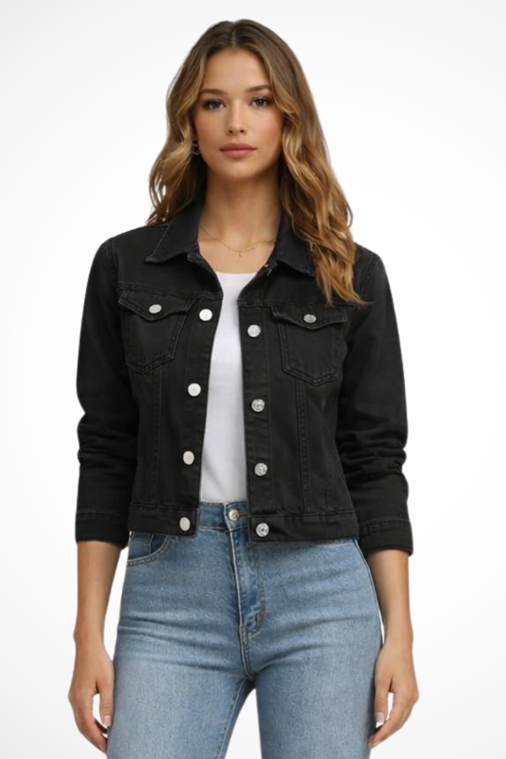 Women's Denim Jacket | Button Front Design | Casual Style | Versatile Outerwear for Everyday Wear