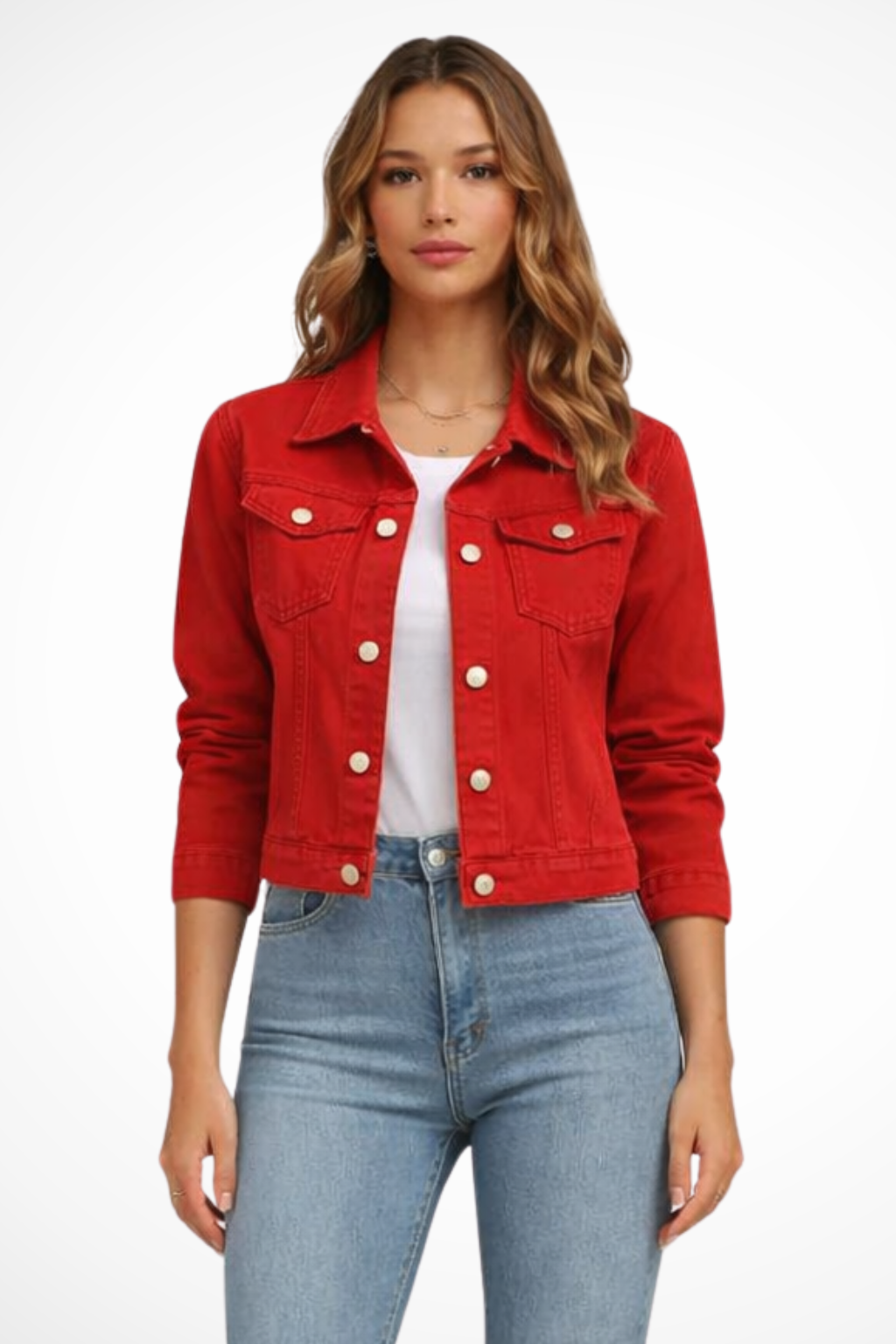 Women's Denim Jacket | Button Front Design | Casual Style | Versatile Outerwear for Everyday Wear