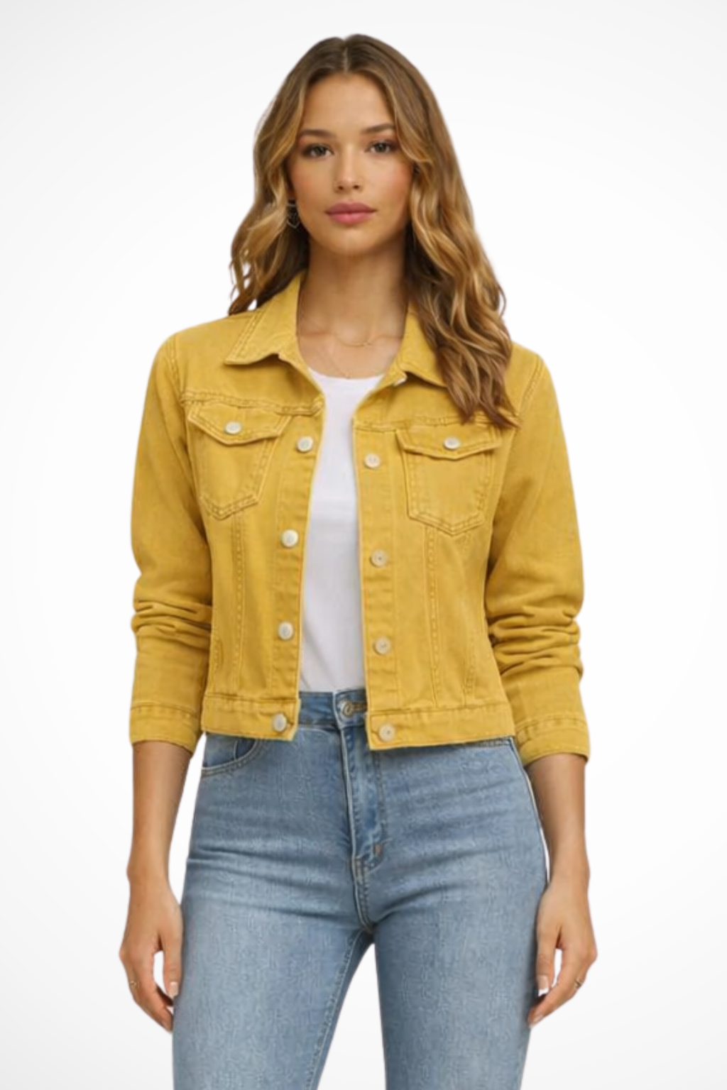 Women's Denim Jacket | Button Front Design | Casual Style | Versatile Outerwear for Everyday Wear