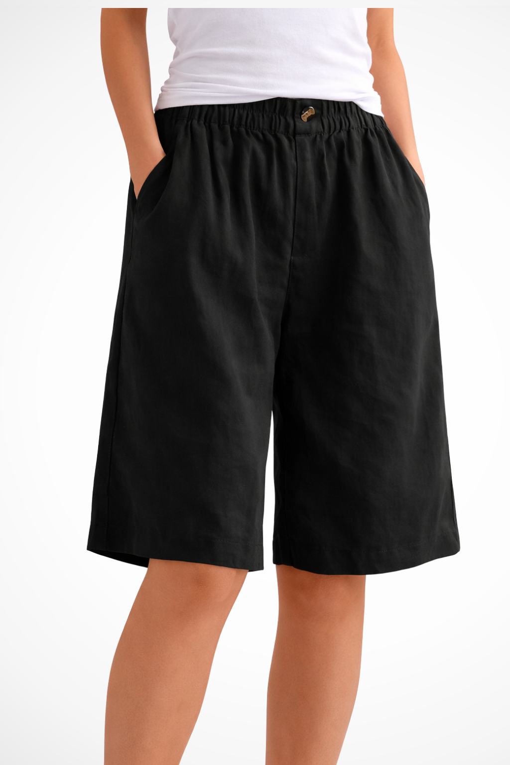 Women's Elastic Waist Relaxed Summer Shorts - Lightweight Cotton Casual Wear for Everyday Comfort
