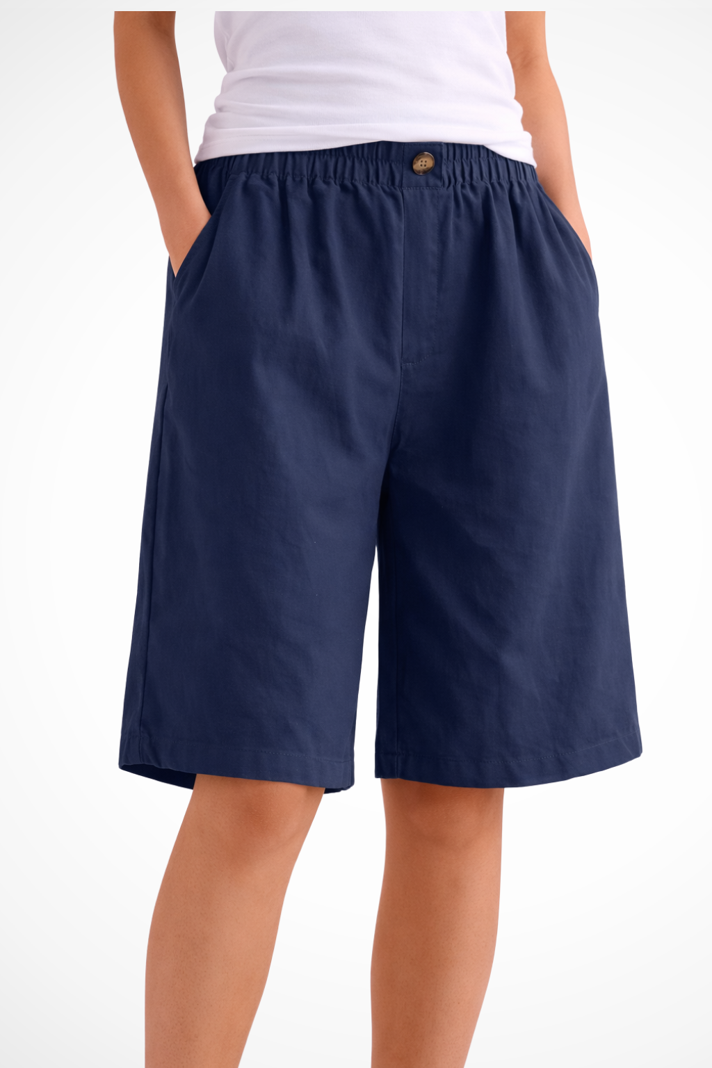 Women's Elastic Waist Relaxed Summer Shorts - Lightweight Cotton Casual Wear for Everyday Comfort