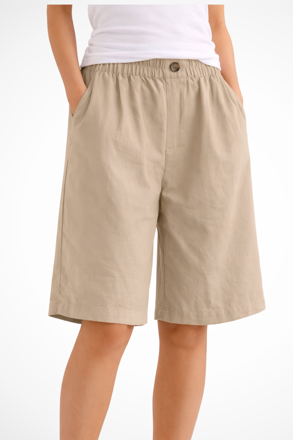 Women's Elastic Waist Relaxed Summer Shorts - Lightweight Cotton Casual Wear for Everyday Comfort