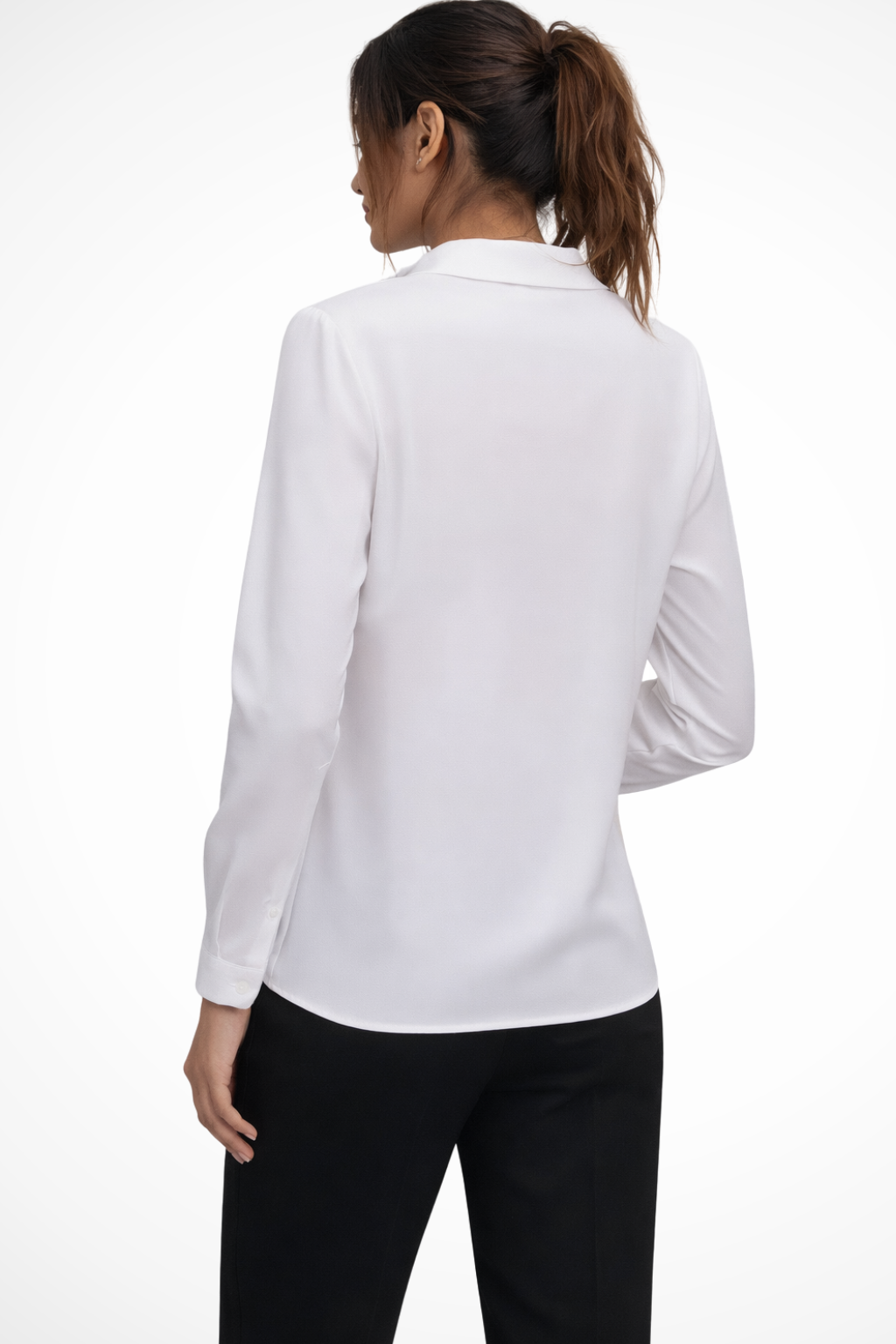 Women's Long Sleeve Collared Blouse | Tailored Fit | Versatile Office Wear | Lightweight Fabric