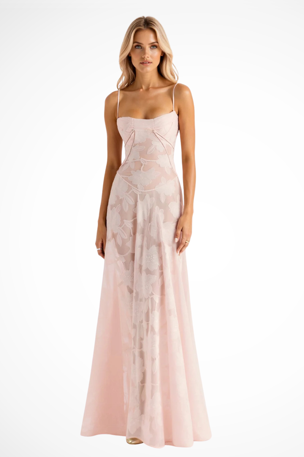 Women's Maxi Slip Dress with Structured Bodice for Wedding Guests - Elegant Evening Attire in Lightweight Fabric