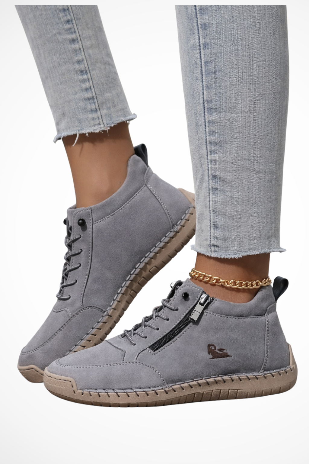 Women's Spring Zip Up Walking Sneakers - Relaxed Fit, Breathable Material, Casual Style for Everyday Comfort